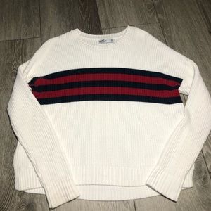 Hollister White Cable knit Sweater